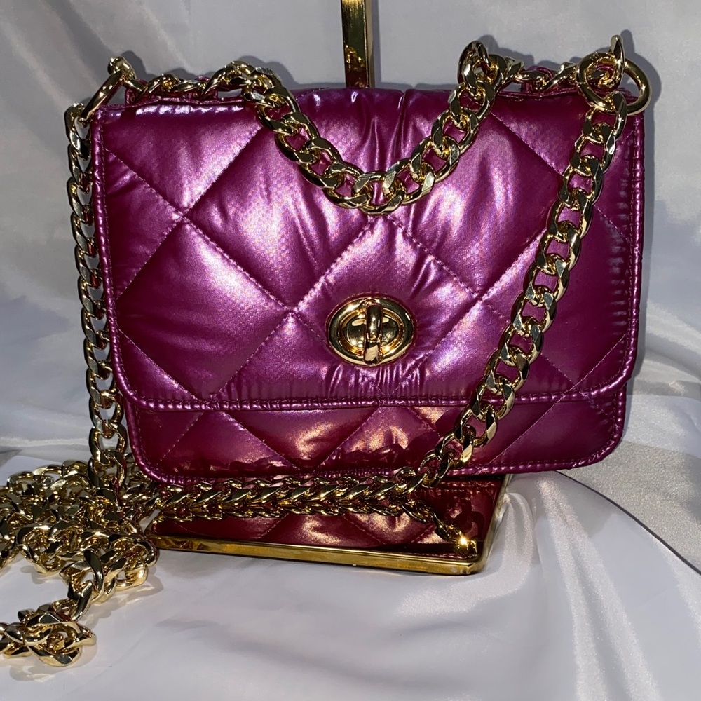NWOT Oliver Thomas Wallet Chain Purse - Raspberry Pink Metallic